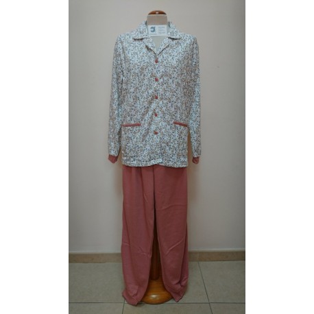 PIJAMA MUJER ALGODON 50% POL. 50% CUELLO  ABIERTO