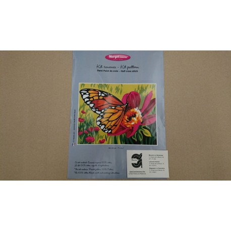 KIT CAÑAMAZO MARIPOSA 25*25   CONTIENE AGUJA E HILOS
