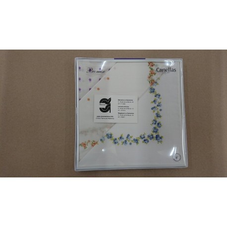 CAJA 6 PAÑUELOS FANTASIA FLORES  39*39 CM 100% ALGODON MUJER