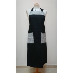 DELANTAL GRIS CUADROS BOLSILLO 85*63 CM