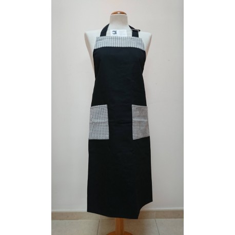 DELANTAL GRIS CUADROS BOLSILLO 85*63 CM