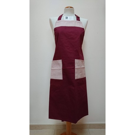 DELANTAL ROSA CUADROS BOLSILLO 85*63 CM