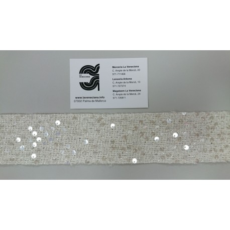 CINTA ANCHA 5 CM LENTEJUELA POLIESTER 70% PVC 30%