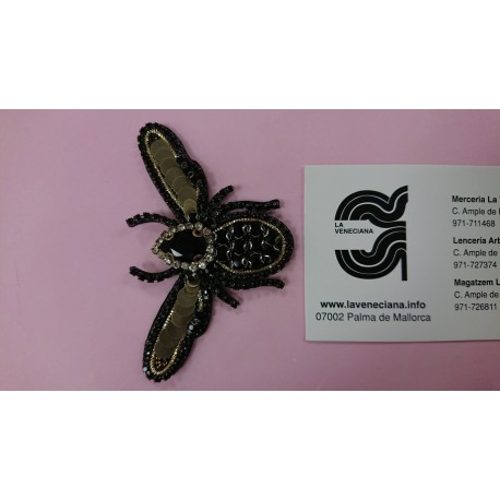 APLICACION ABEJA CRISTAL TERMOADHESIVA  80*50 MM