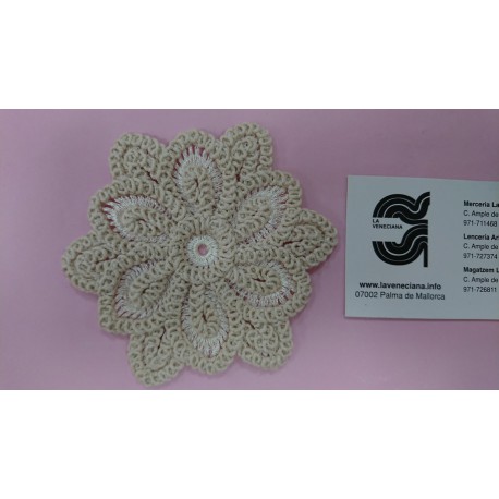 APLICACION FLOR 10 CM RUSTICA ALGODON CRUDA